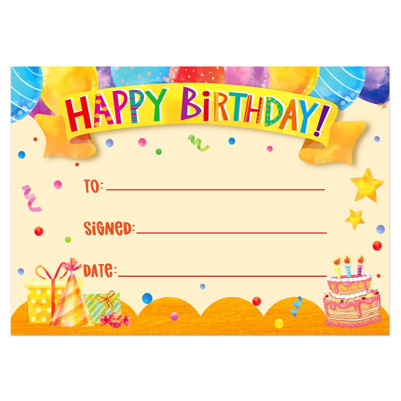 WhatSign 30Pcs Happy Birthday Award Certificates Gifts for Students from Teacher Birthday Cupcakes Award Certificate for Kids Classroom Birthday Kindergarten Elementary Back to School Teacher Supplies - Image 1